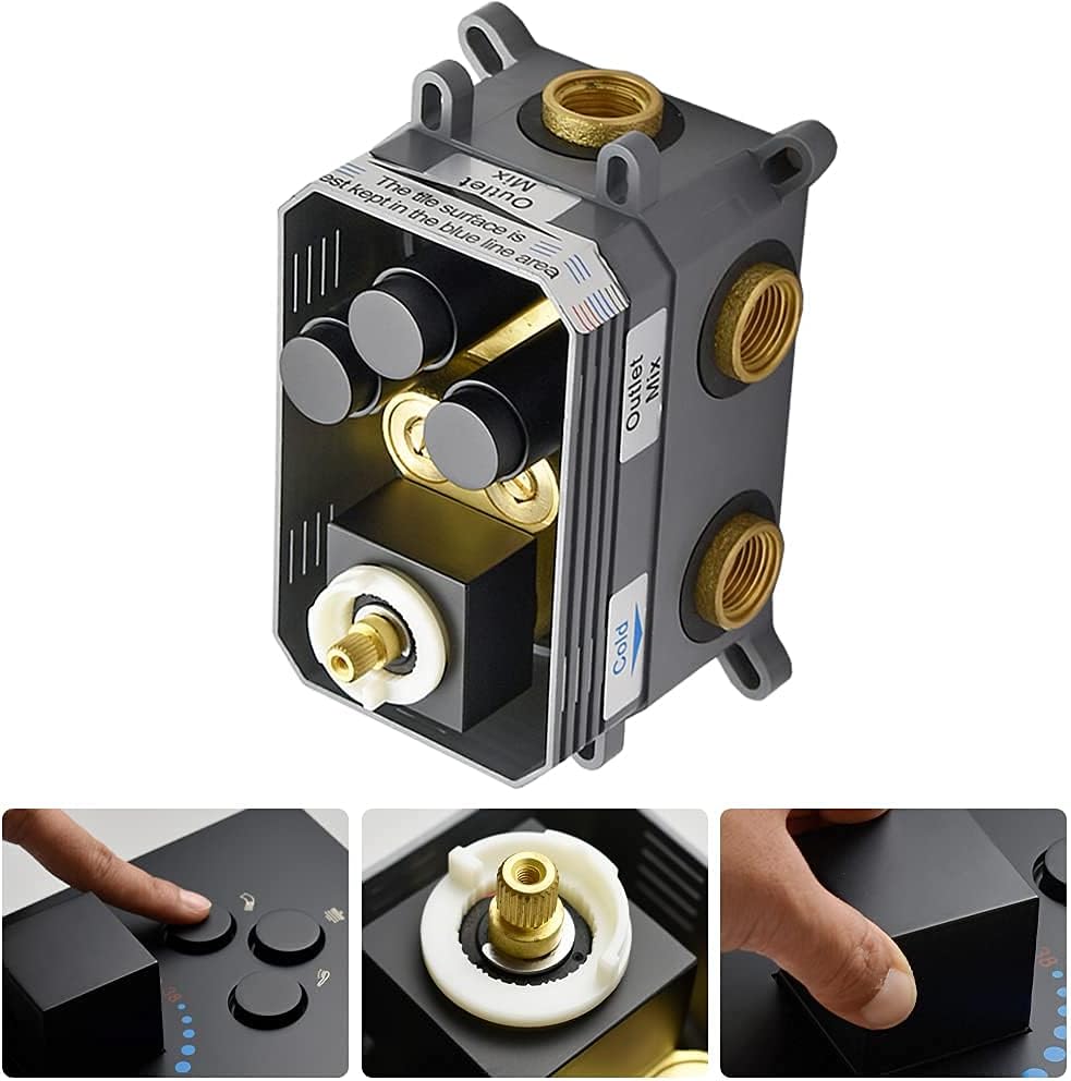 3-Way Thermostatic Shower Diverter Mixer Valve in Matte Black A396648