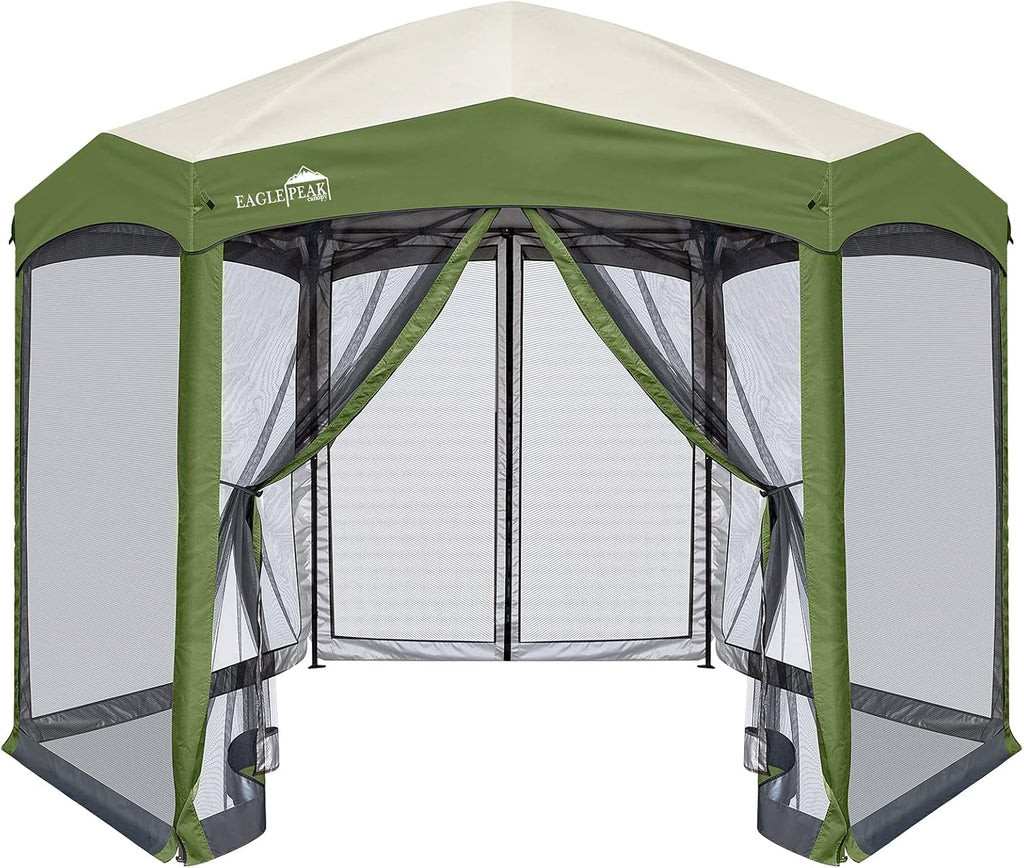 6 Sided Pop-Up Camping Gazebo with Mosquito Netting D82774