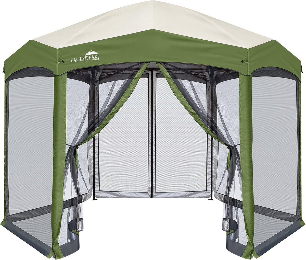 6 Sided Pop-Up Camping Gazebo with Mosquito Netting D82774