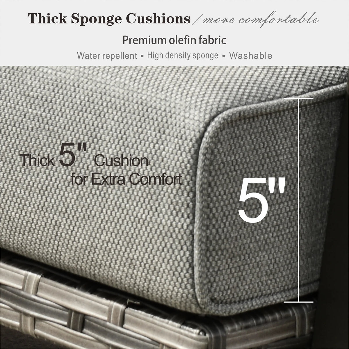 4 Piece Outdoor Wicker Sectional Sofa with 5" Cushions R812857