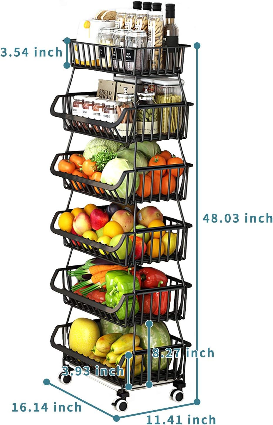 Black Iron Wire Stackable Storage Baskets F9371