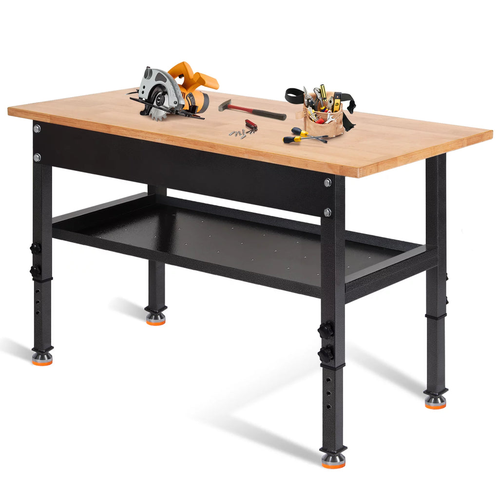 48" Adjustable Heavy-Duty Workbench with Rubber Wood Top X27730