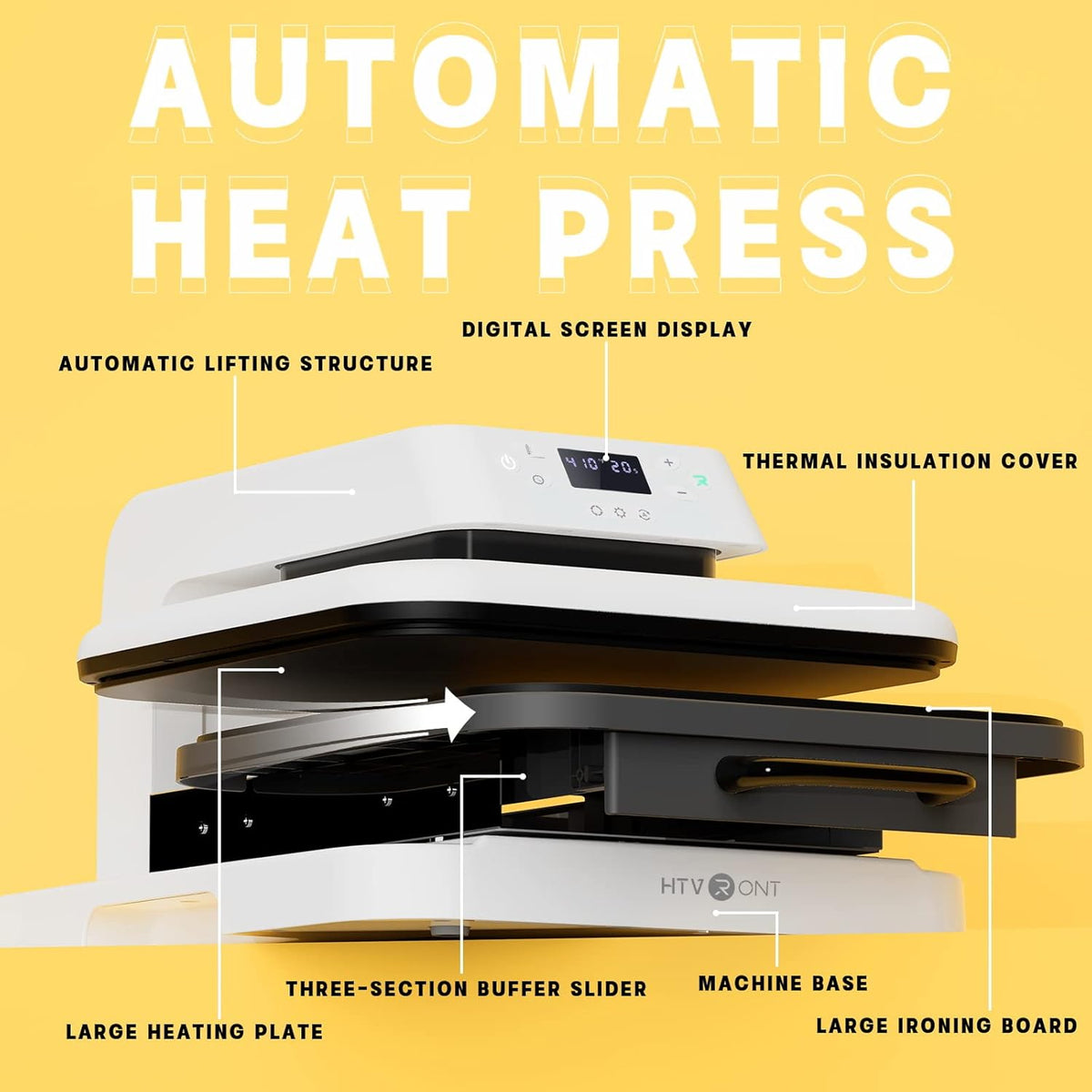 Auto Heat Press Machine 15x15 with 3Pack 12x16" Teflon Sheets J22815