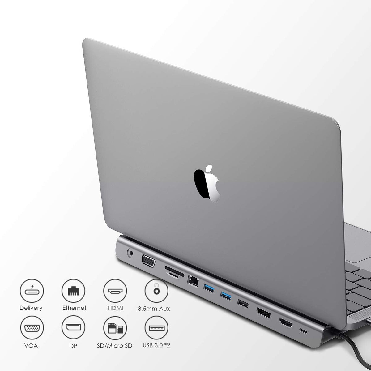 USB C Docking Station with 100W PD, 4K HDMI, DisplayPort, VGA, Ethernet, Card Reader, USB 3.0, USB 2.0, Aux Adapter Z573
