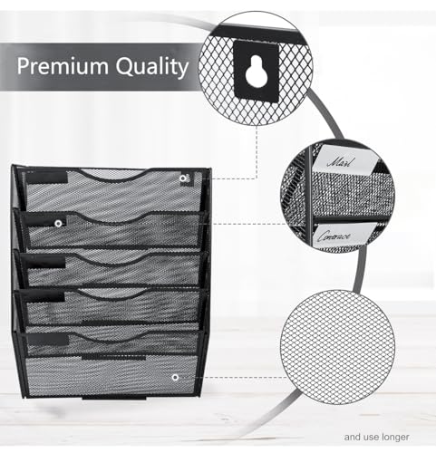 Black 3 Pocket Hanging Wall File Organizer A31090