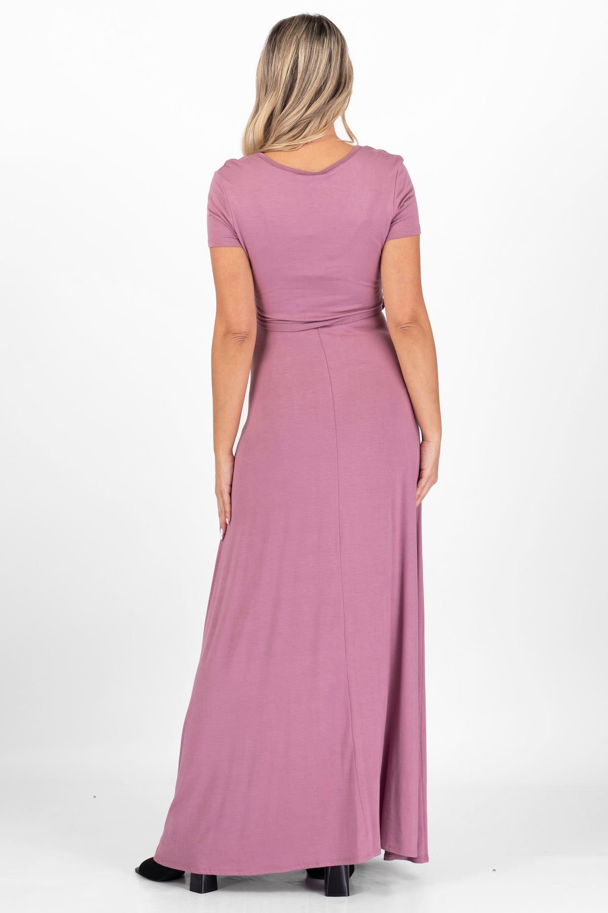Maternity Nursing Short Sleeve Floral Dress with Tie Belt Z123