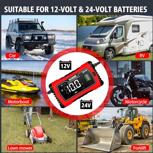 10-Amp 12V 24V Smart Car Battery Charger J418463