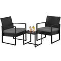 3-piece Patio Rattan Chairs & Table Set with Cushions J97788