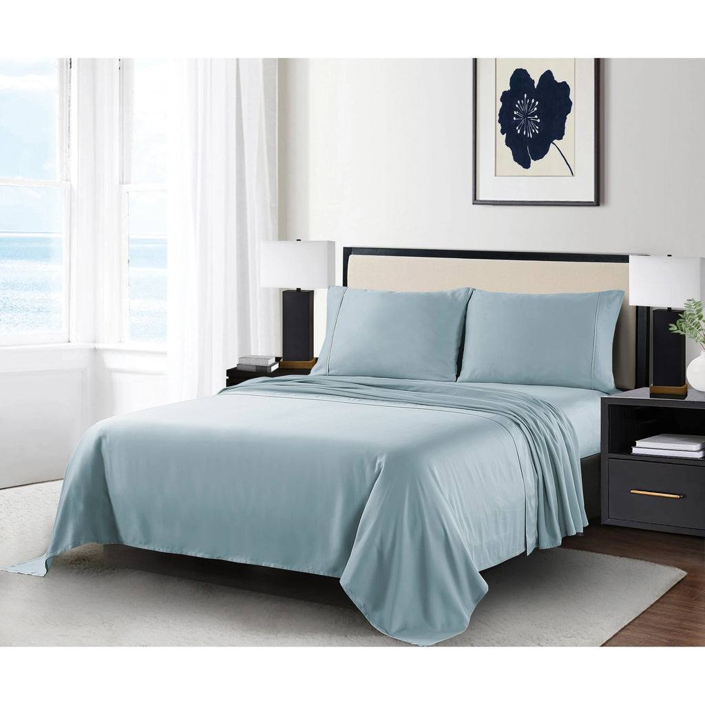 Cotton Sheet Set Queen Blue/Gray V62330