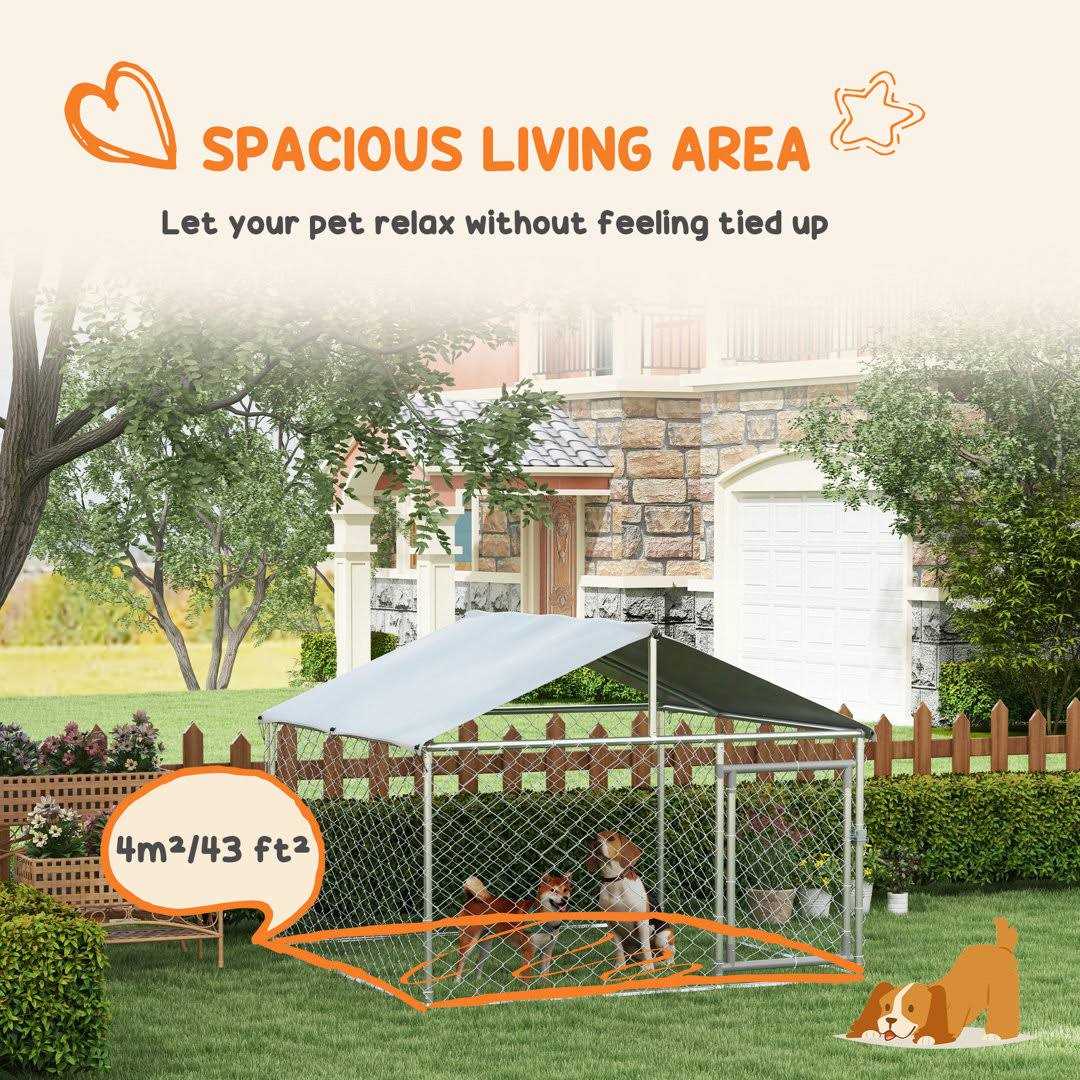 Large Outdoor Dog Kennel with Waterproof UV Resistant Roof S7874