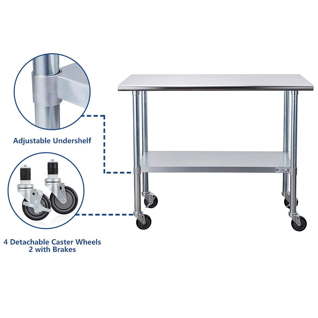 Stainless Steel Table with Caster Wheels T250