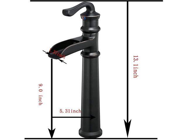 Tall Oil Rubbed Bronze Waterfall Vessel Sink Faucet with Pop Up Drain T877