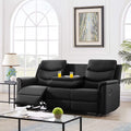 Black 3-Seater PU Recliner Sofa with 2 Cup Holders Q912