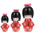 3 Pcs Wooden Japanese Ornament Figurines V134557