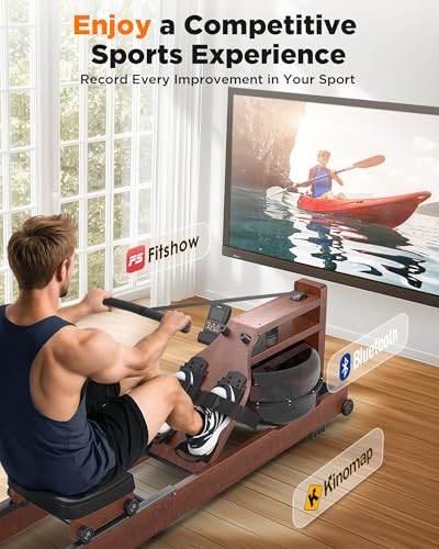 Foldable Water Rowing Machine 400LBS Weight Capacity with Monitor E48118