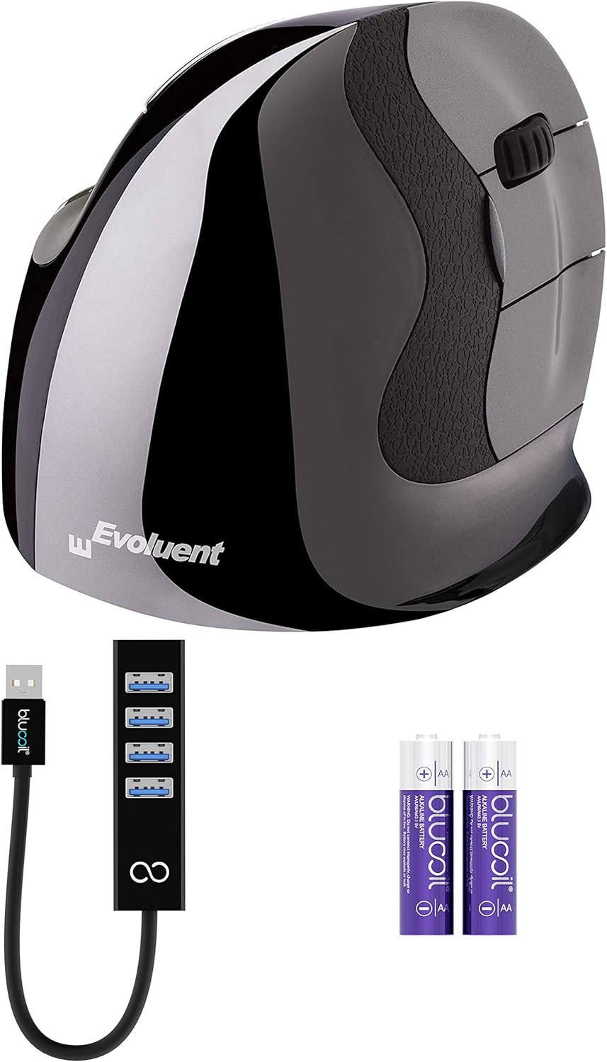 Ergonomic Mouse with Wireless USB Receiver, 4 USB Ports Z187541