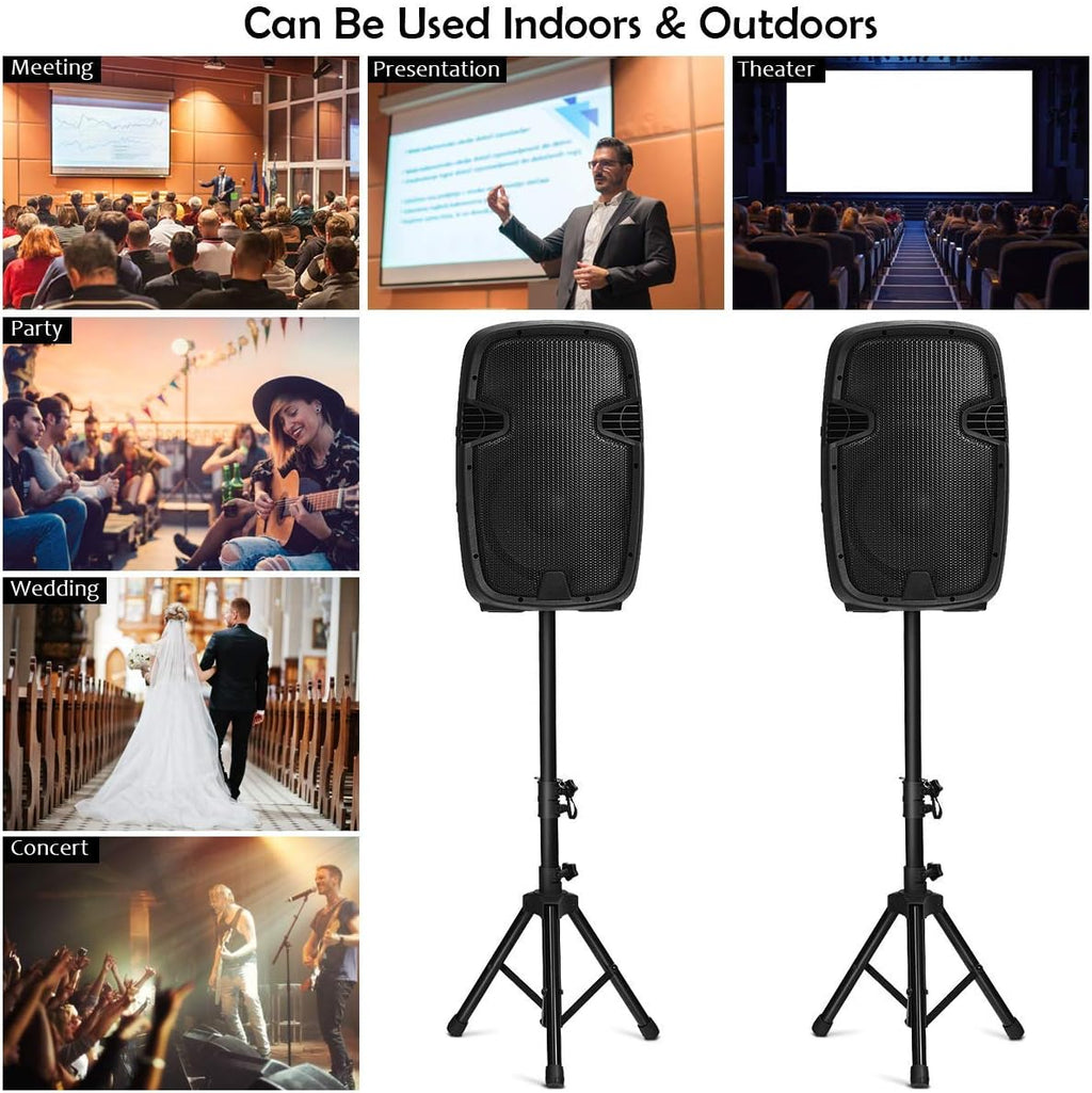 12 1600W Portable Dual Passive Active Speaker with 2 Speaker Stands H43886