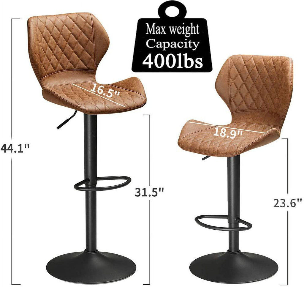 Set of 2 Adjustable PU Leather Bar Stools T274