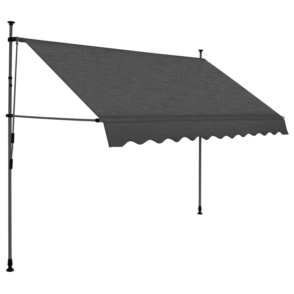 Manual Retractable Awning with LED Outdoor Door Canopy Sunshade Shelter Anthracite 118.1 Inch E311