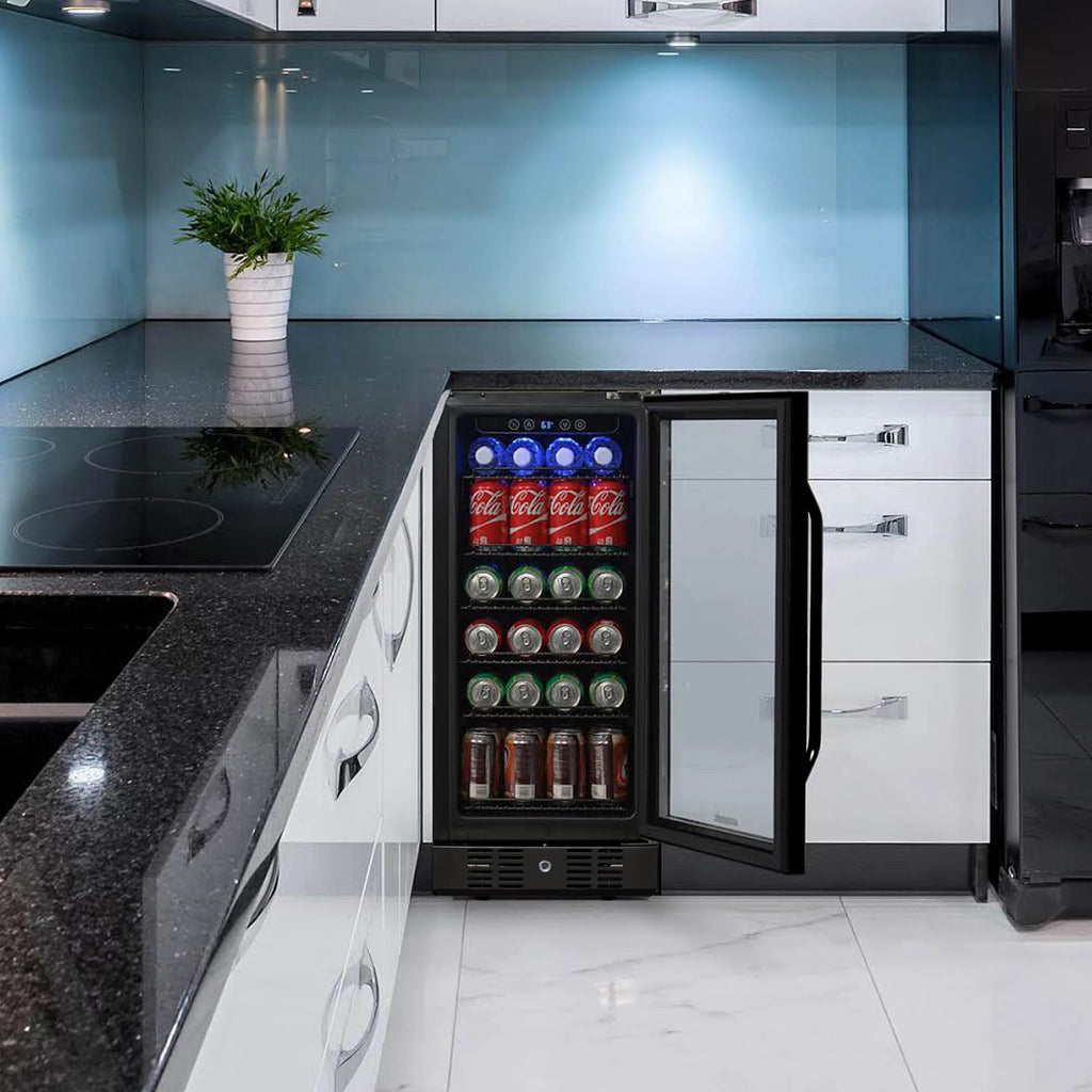 15” 96 Can Built-in Beverage Fridge Black Stainless Steel R6777