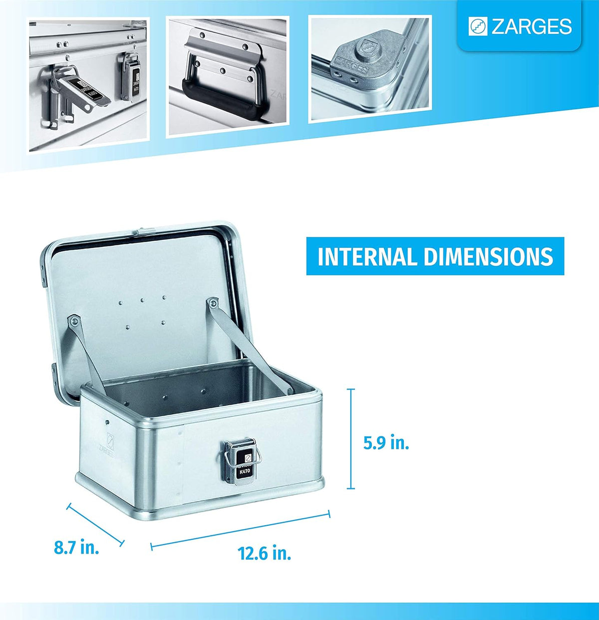 Aluminum Hard Protective Carrying Case, Stackable Storage, Lock Box (22.4 x 15.7 x 17.7 Inches) F3612