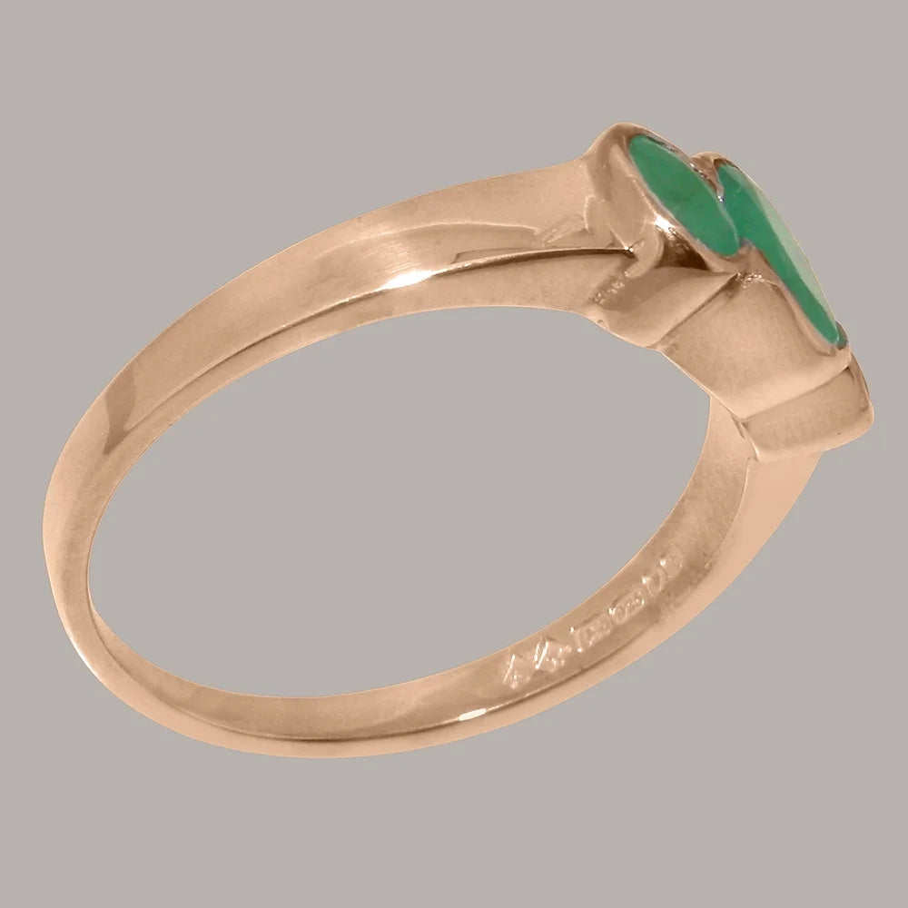 10k Rose Gold Natural Emerald Womens Ring D8066