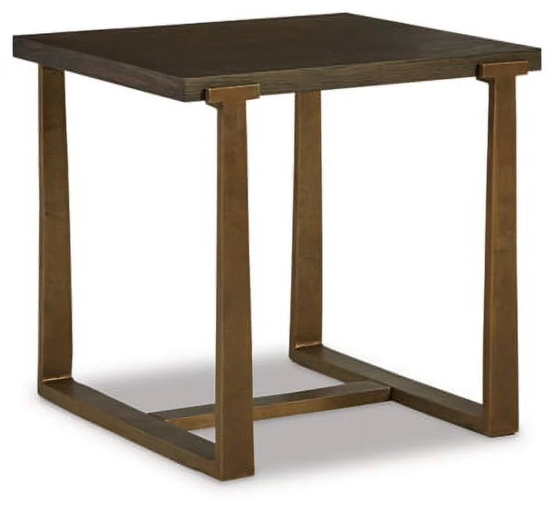 Contemporary End Table Brown Gold Finish I2236