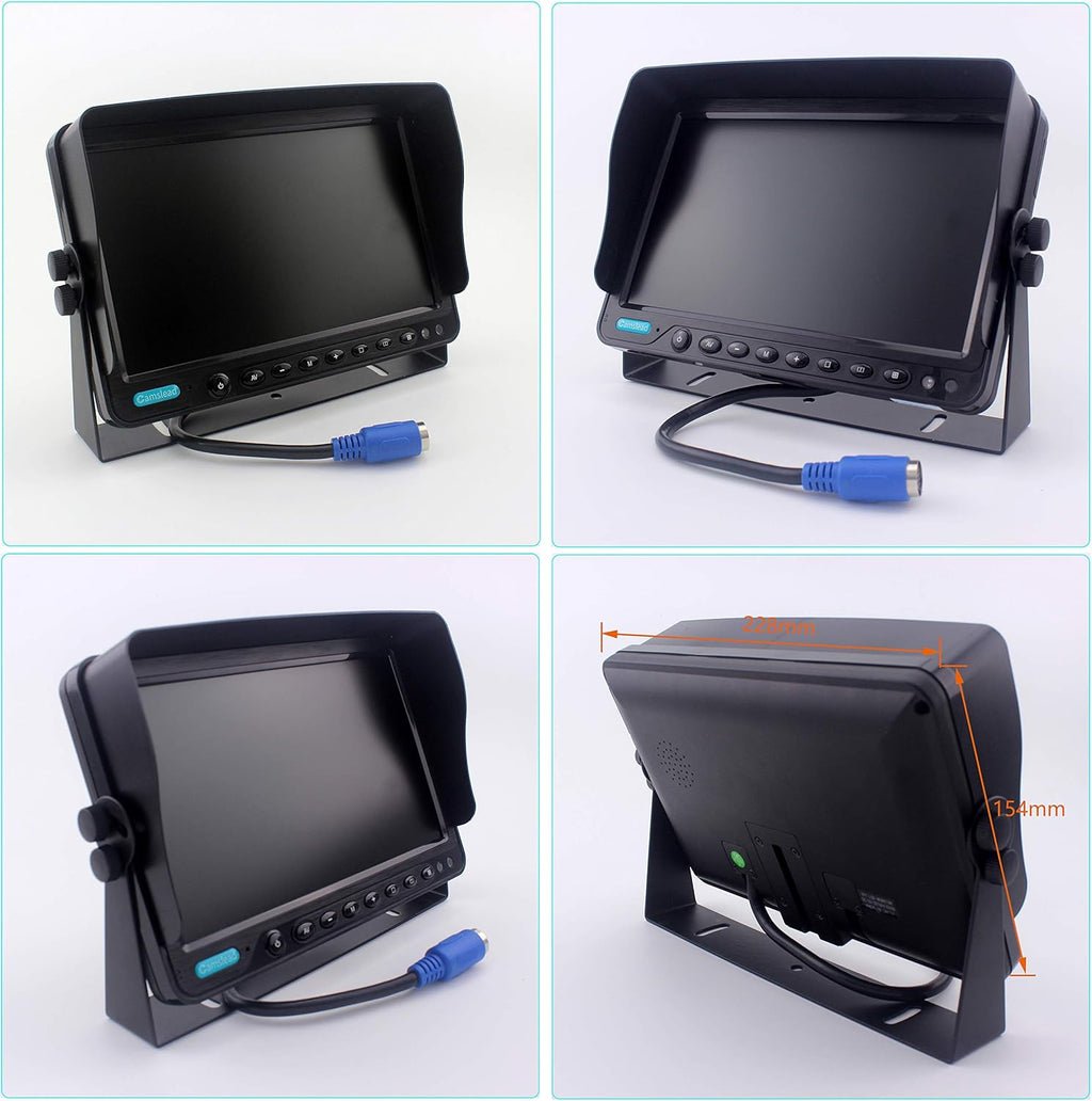 9 inch Monitor Car Backup Camera System with Quad Split Screen CCD Waterproof Night Vision Rear View Camera X959246