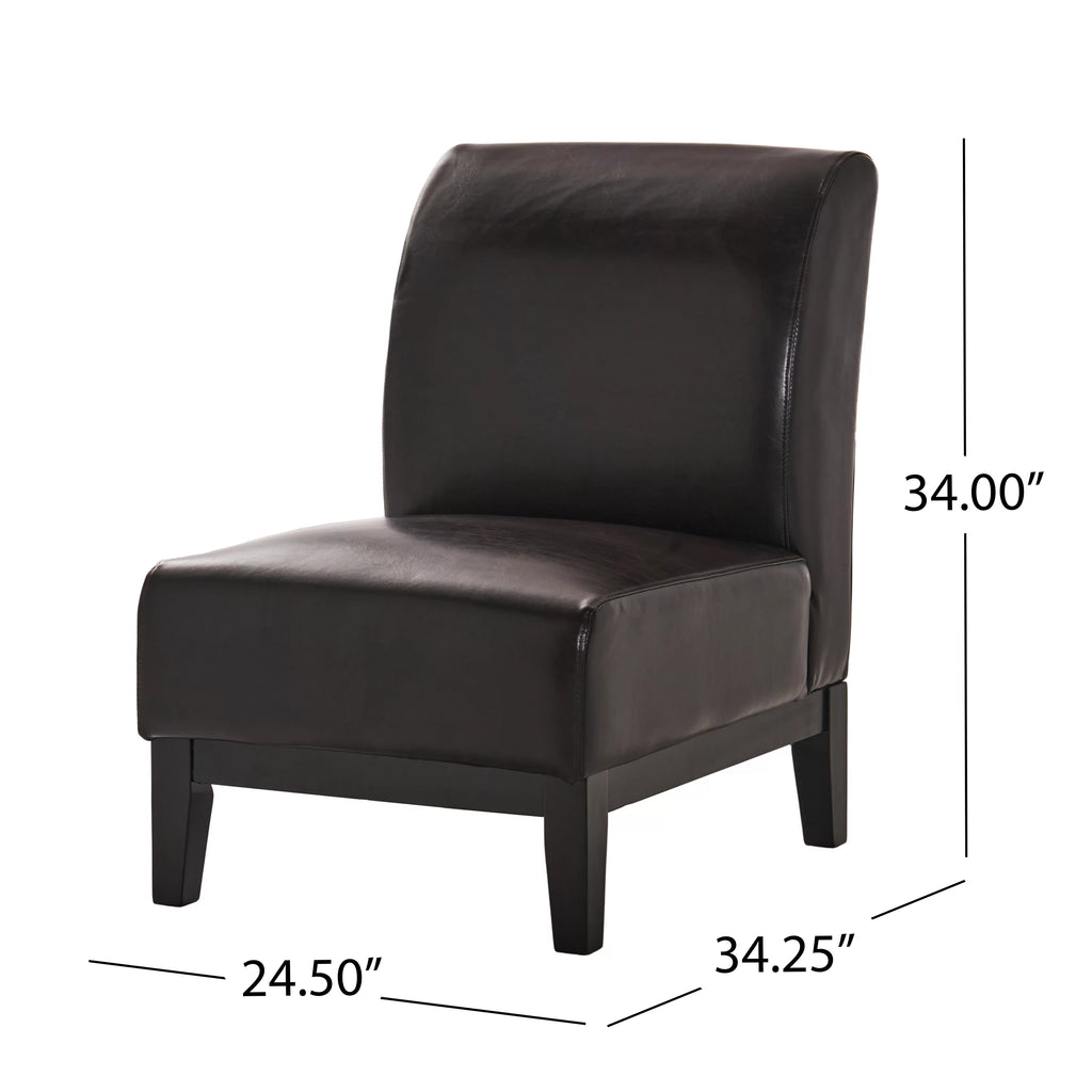 Brown Bonded Leather Slipper Chair Y85971