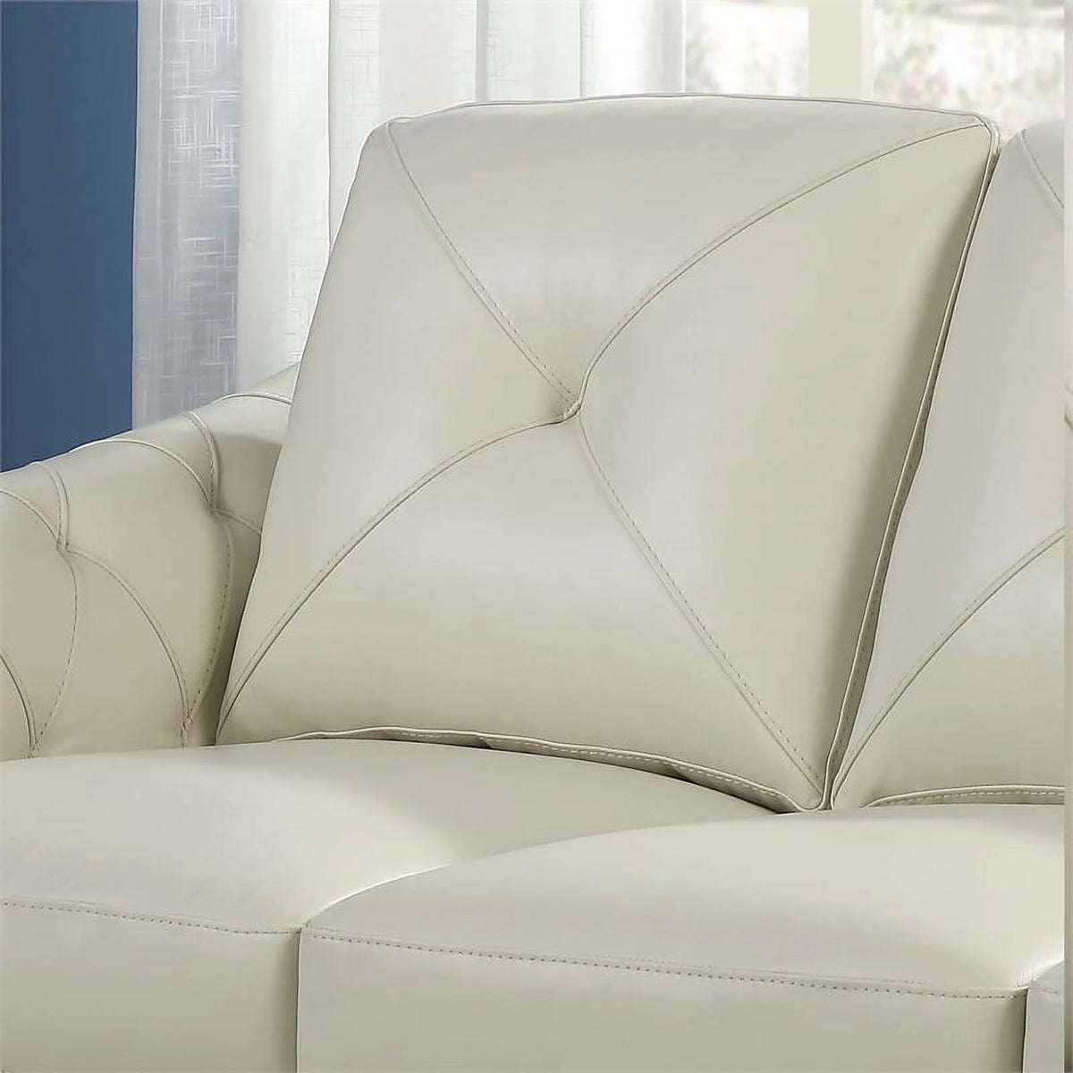 Tufted Leather Sofa In Ivory M986