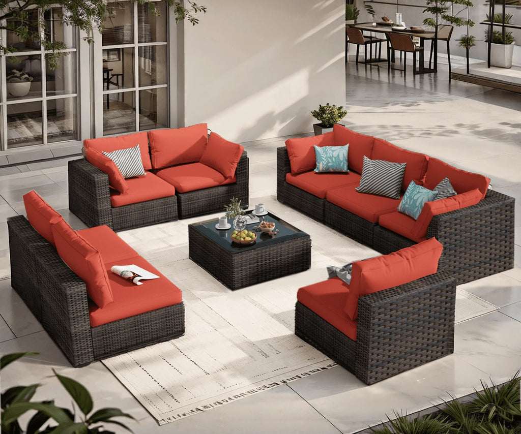 9 Pieces PE Wicker Rattan Outdoor Sofa Set G316100