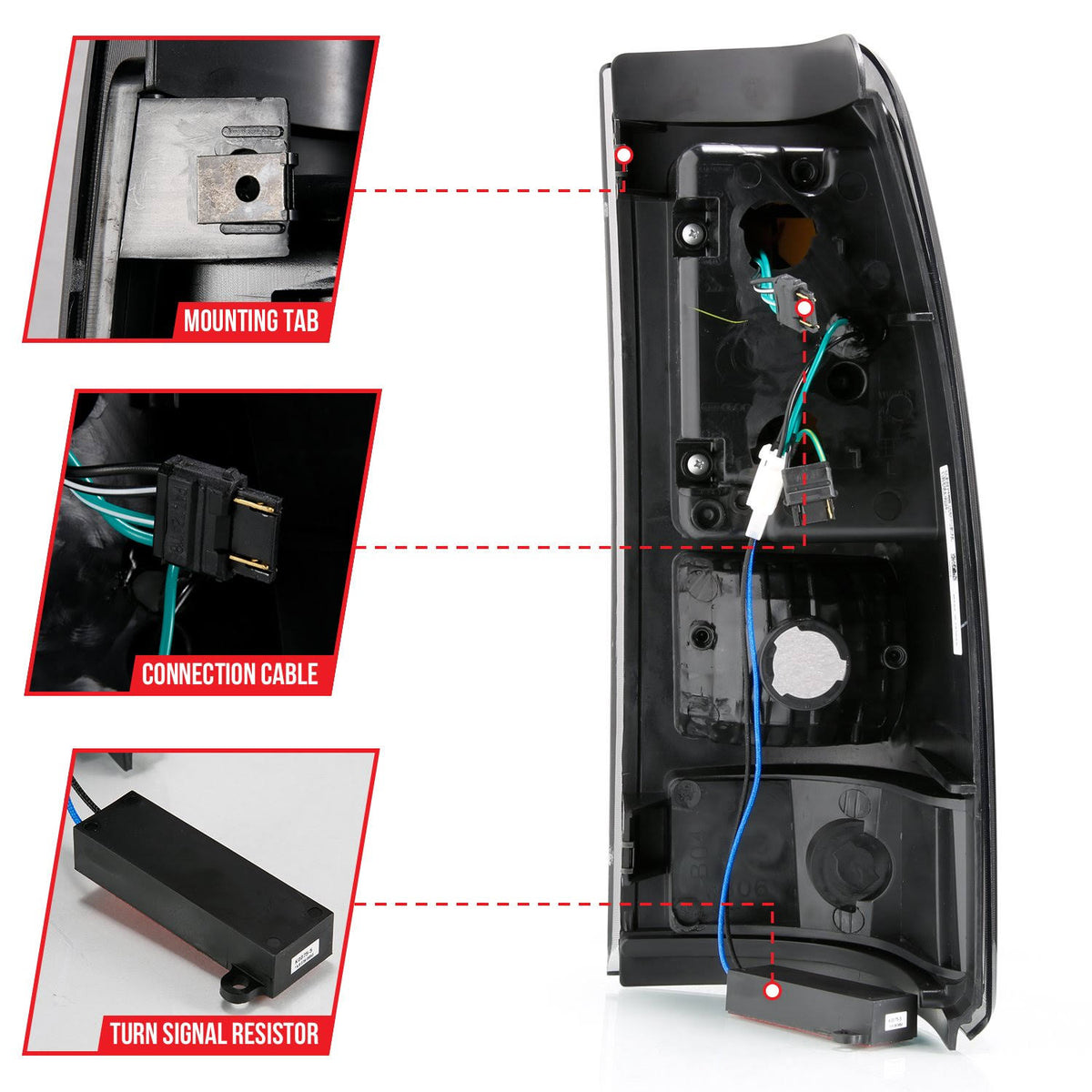 Black Housing Smoke Lens LED Tail Light Assembly Pair S70227