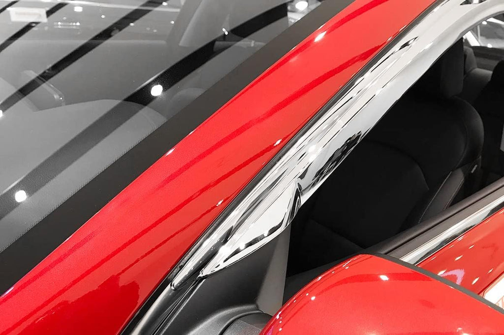 Chrome Finish Tape-On Style Rain Guards for Kia Forte Sedan 2019-2022 (6PCs) J313