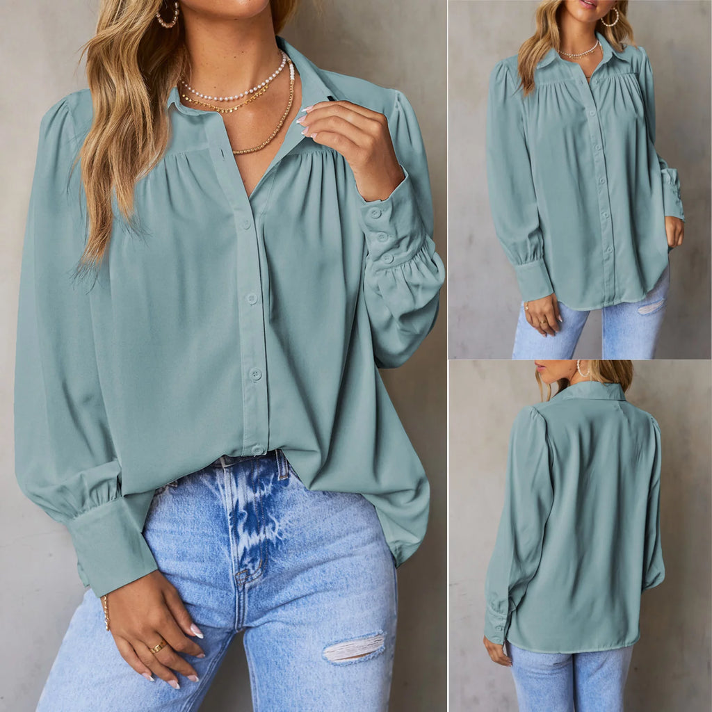 Long Sleeve Button Down Plus Size Blouse S4749