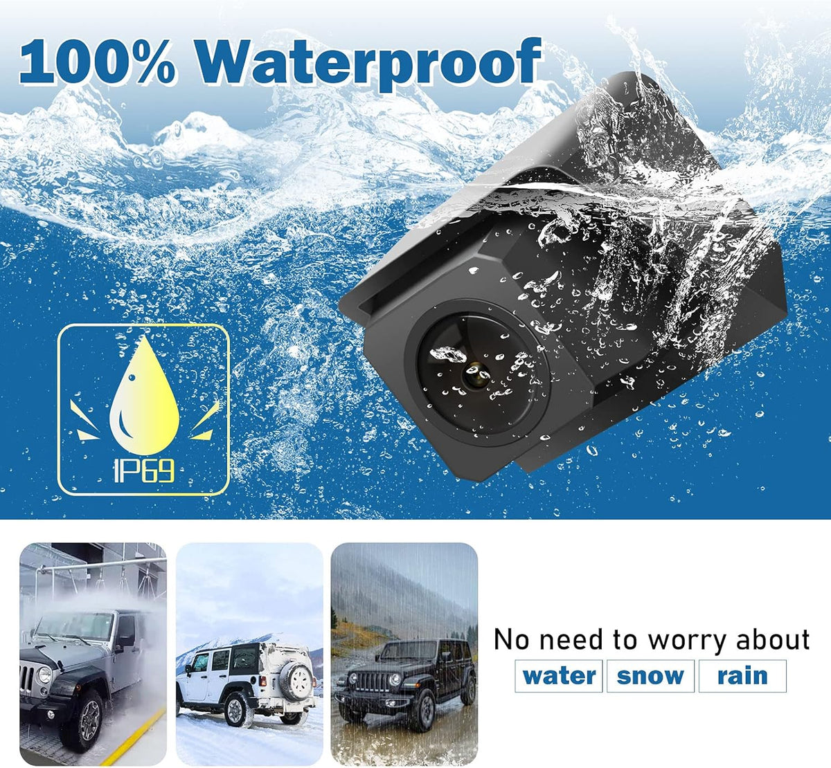 Spare Tire Rear View Backup Camera for Jeep Wrangler JK 2007-2018, Waterproof with Factory Radio RCA Adapter W77763