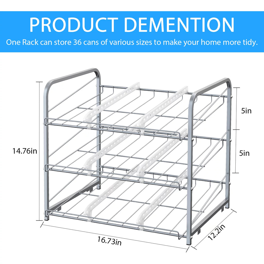 2 Pack 3-Tier Stackable Can Rack Organizer Storage Holder, Silver C5628