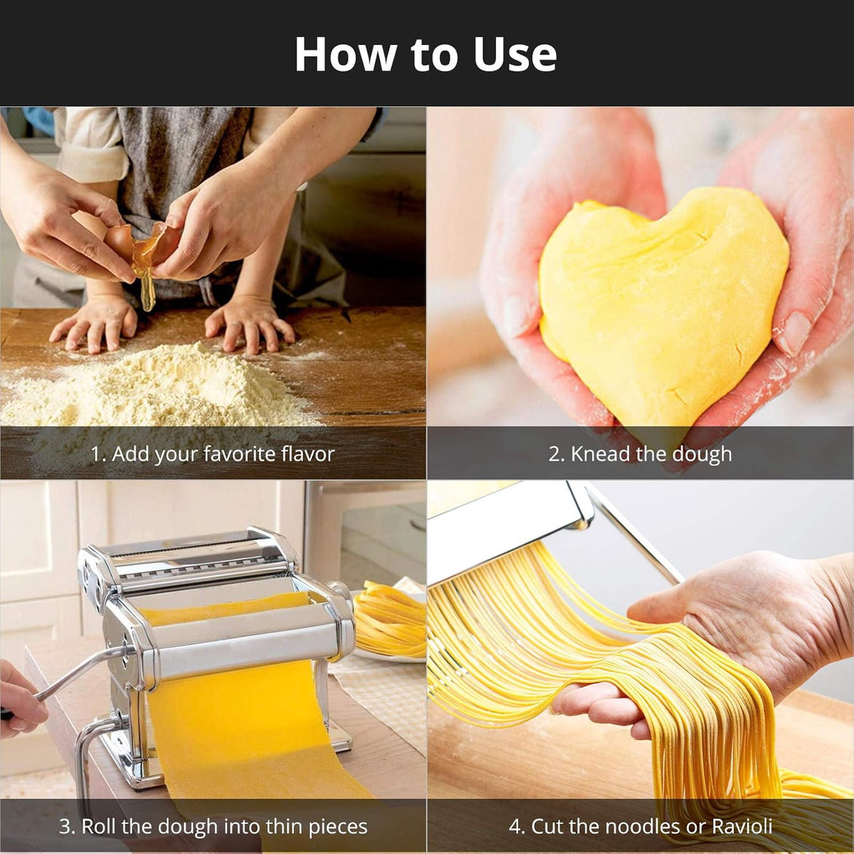 Stainless Steel Pasta Maker with 7 Thickness Settings W423