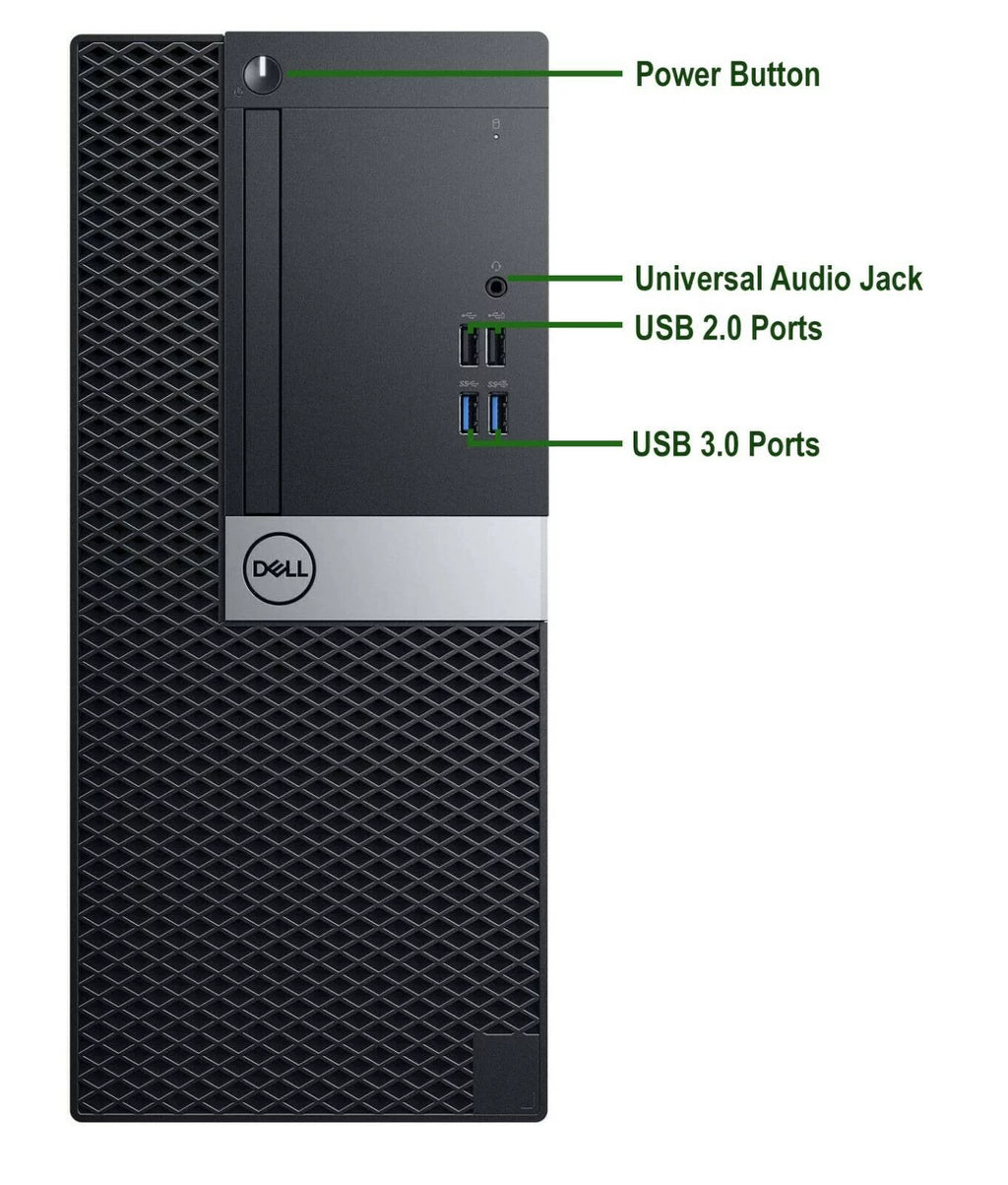 Dell Gaming Tower Desktop PC, Intel Core i5 6th Gen, 16GB DDR4 Ram, 256GB SSD + 2TB HDD, NVIDIA GT 1030 DDR5, WiFi, RGB Keyboard & Mouse, Windows 10 Pro Refurbished C6536