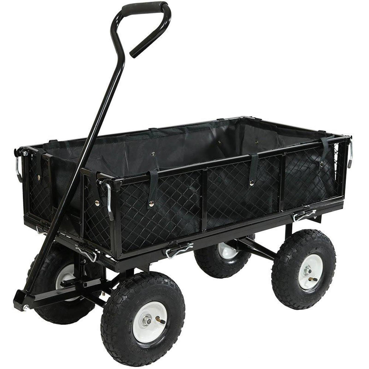 Black Utility Cart with Folding Sides and Liner Y8639