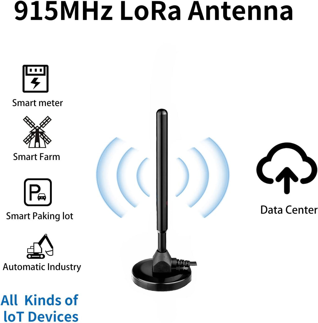 Waterproof 5.8dBi Magnet Base 915MHZ LoRa Gateway Antenna with 10FT Cable Pack of 2 D987972