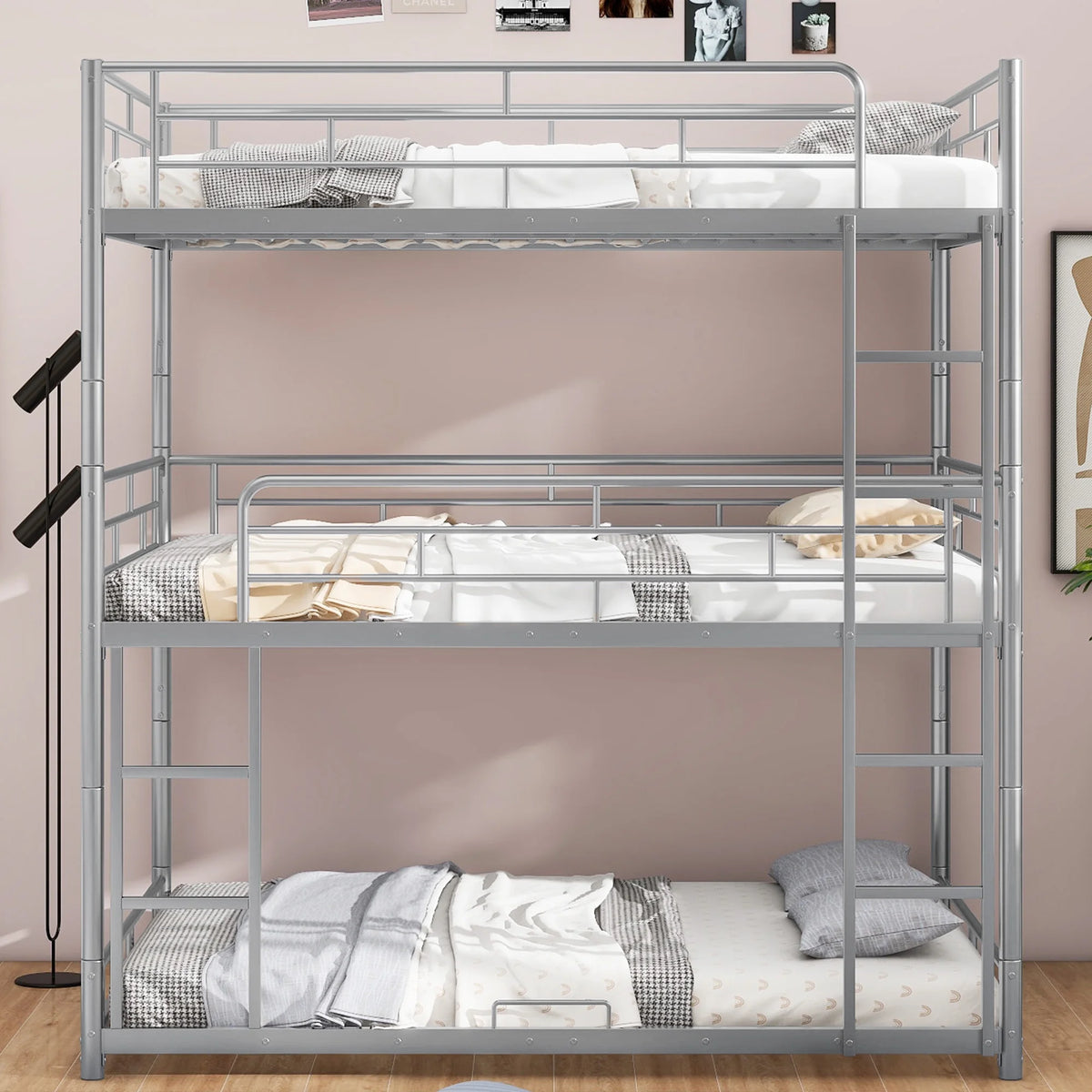 Silver Full Size Metal Triple Bunk Bed P524751