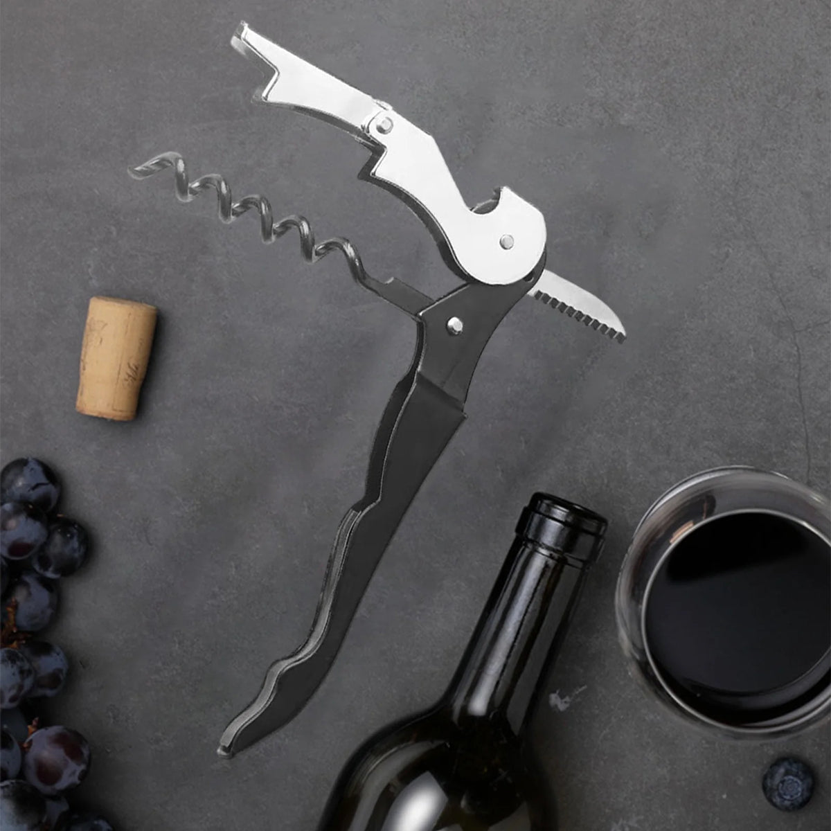 Manual Bottle Opener Double Hinged with Foil Cutter L7122