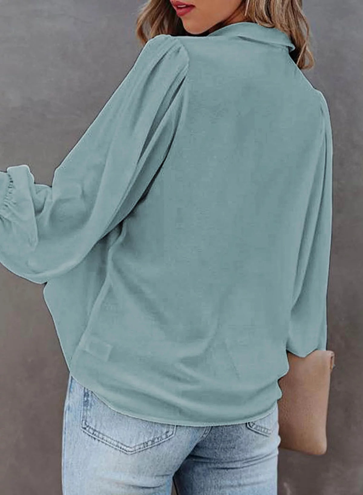 Long Sleeve Button Down Plus Size Blouse S4749