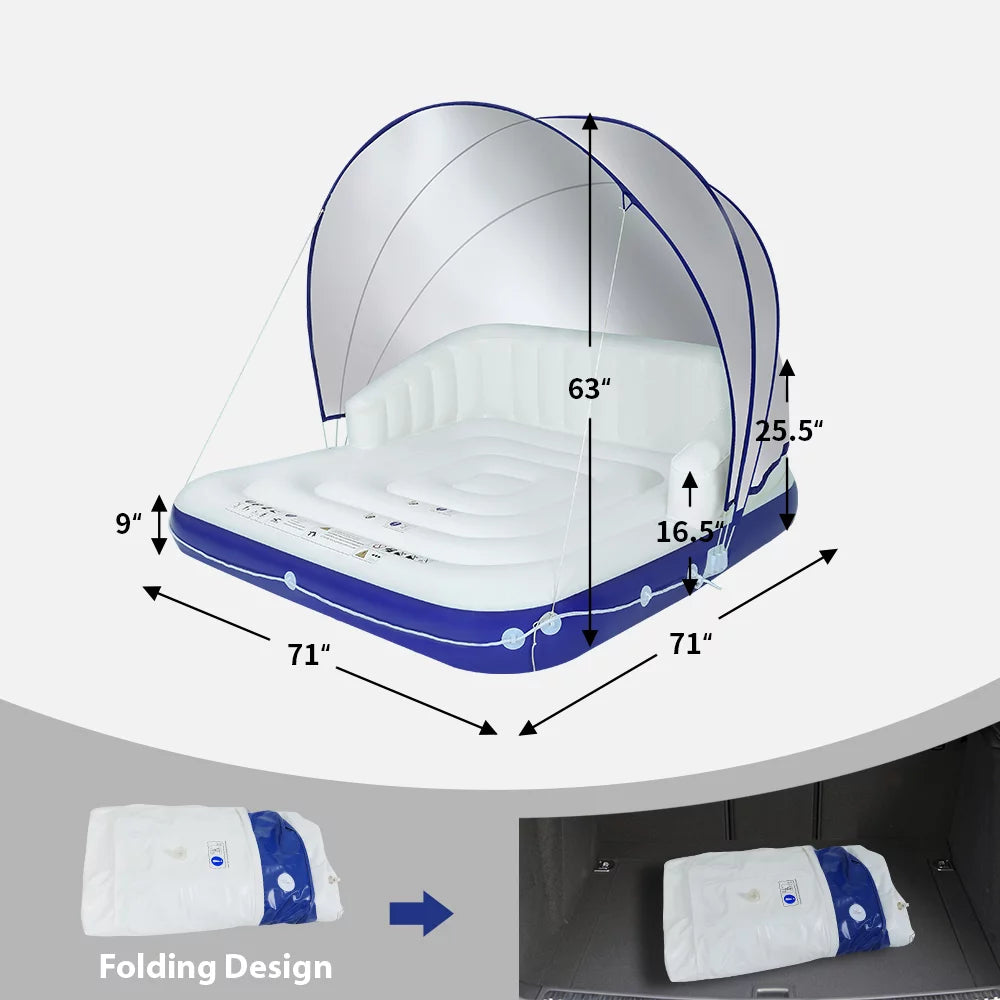 Inflatable Pool Float 2-3 Person with Canopy and Cup Holder L899091