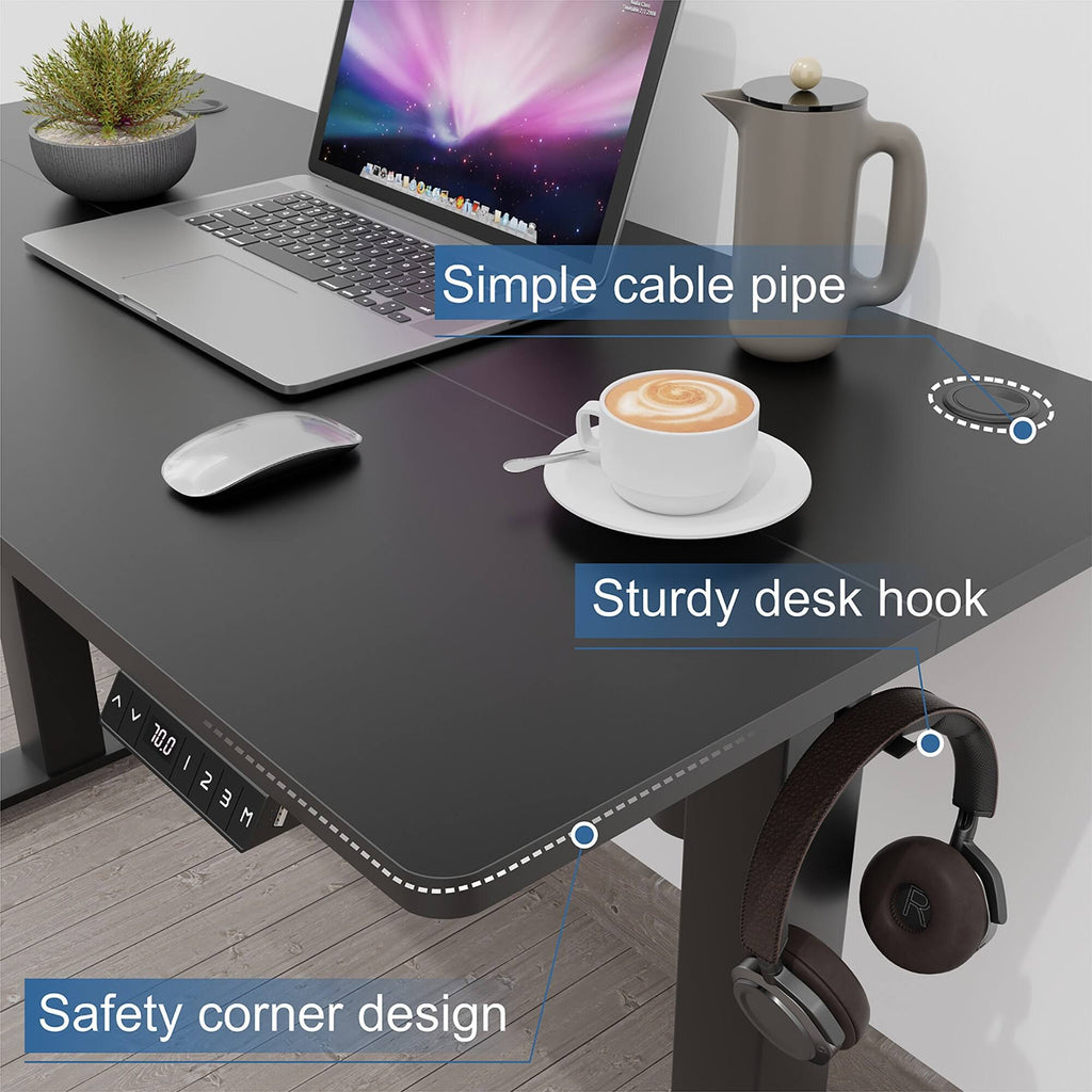 Black Height Adjustable Electric Standing Desk with Splice Board Z278903