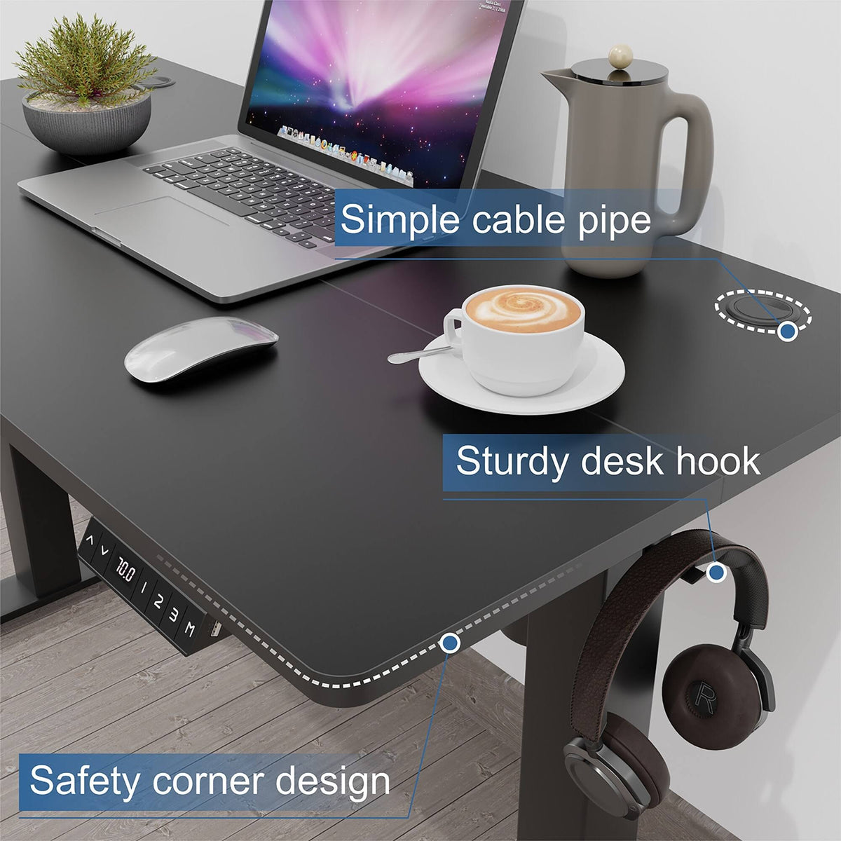 Black Height Adjustable Electric Standing Desk with Splice Board Z278903