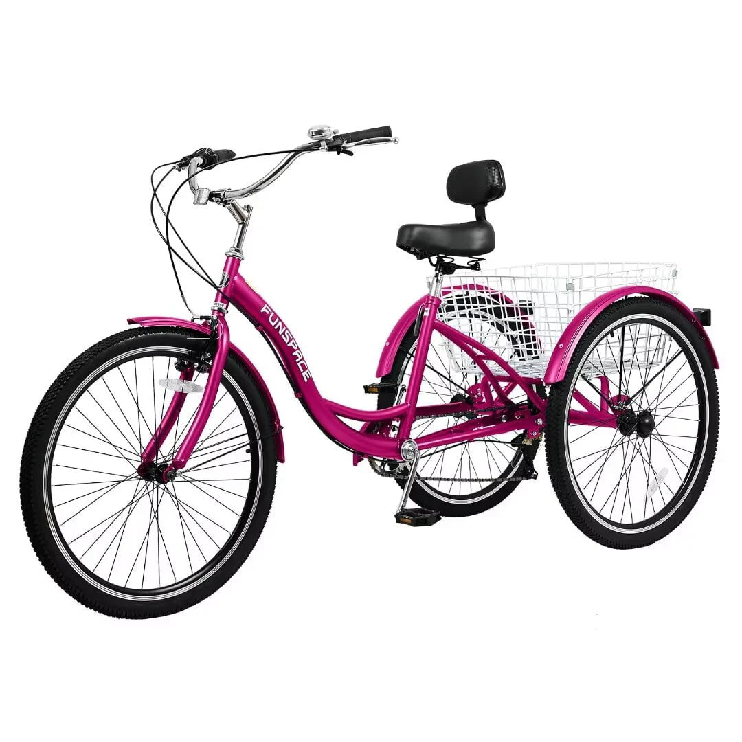 24/26 inch 3 Wheel 7 Speed Tricycle with Shopping Basket R945343