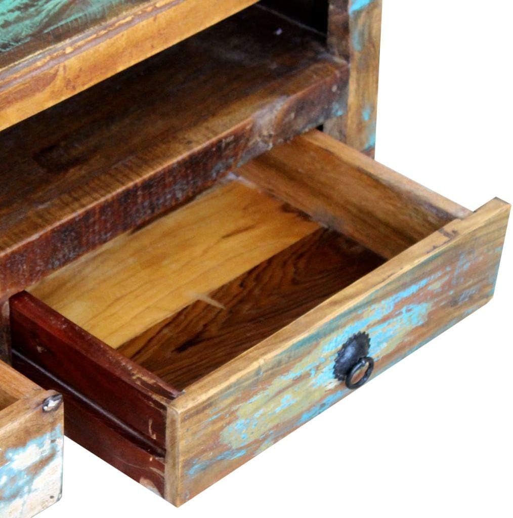 Vintage TV Stand with 3 Drawers Solid Reclaimed Wood Z860895