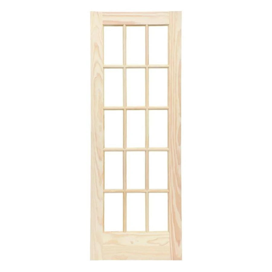 Clear Glass Unfinished Pine Wood Interior French Door G793885