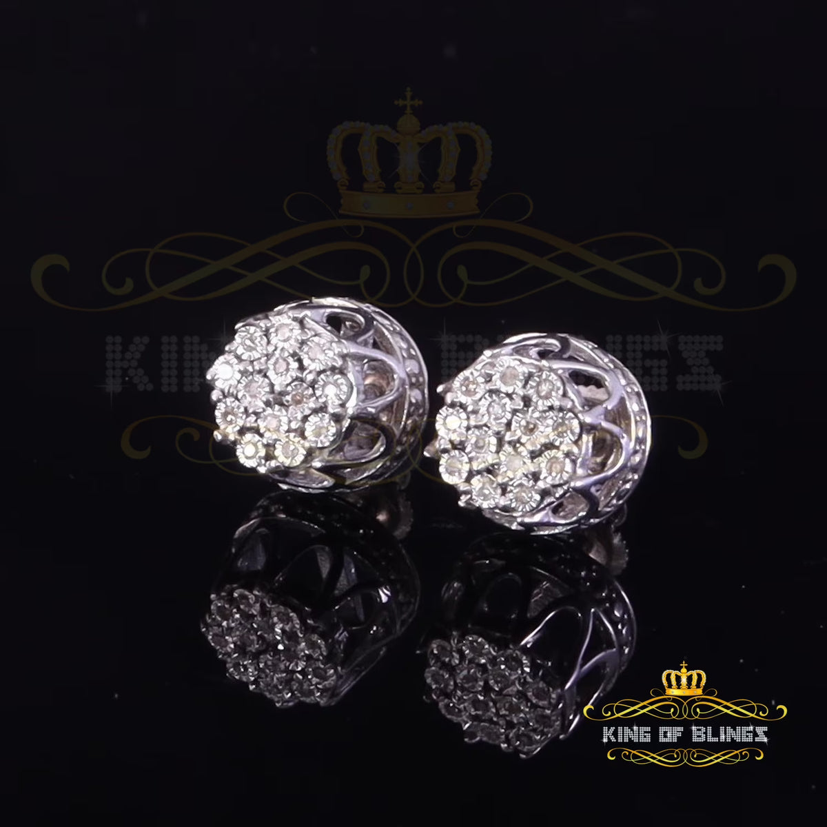 0.07ct Diamond 925 Sterling Silver Stud Round Earrings X888486